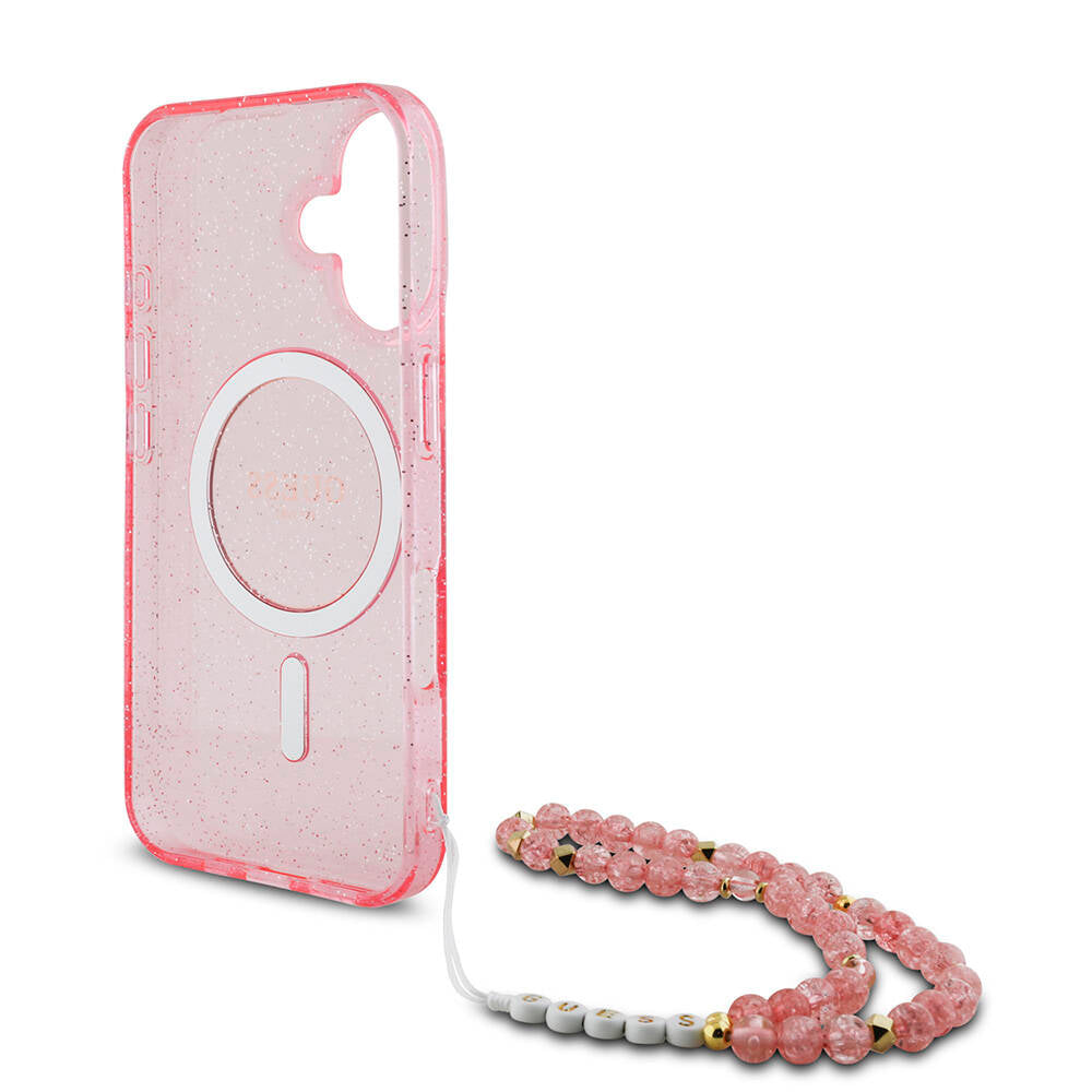 Guess iPhone 16 Plus Orjinal Lisanslı Magsafe Şarj Özellikli Simli Silikon İnci Bileklikli Telefon Kılıfı - 14 Guess iPhone 16 Plus Orjinal Lisanslı Magsafe Şarj Özellikli Simli Silikon İnci Bileklikli Telefon Kılıfı - 14